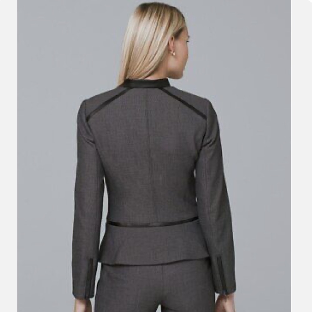NWT White House Black Market Zip Moto Jacket/Blazer with Faux Leather Trim - Picture 2 of 13